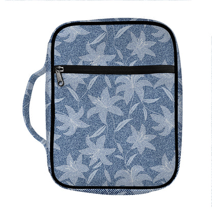 Floral Denim Jeans Pattern Print Front Pocket Bible Bag