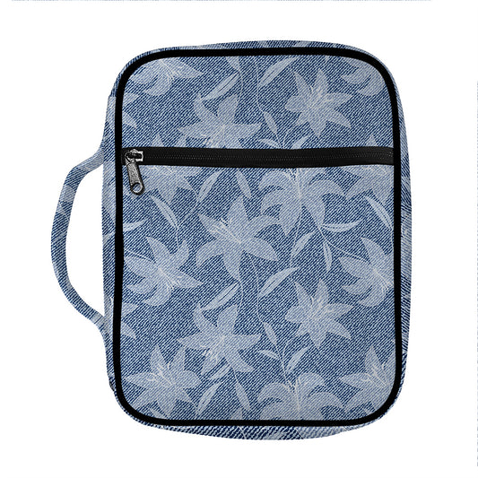 Floral Denim Jeans Pattern Print Front Pocket Bible Bag