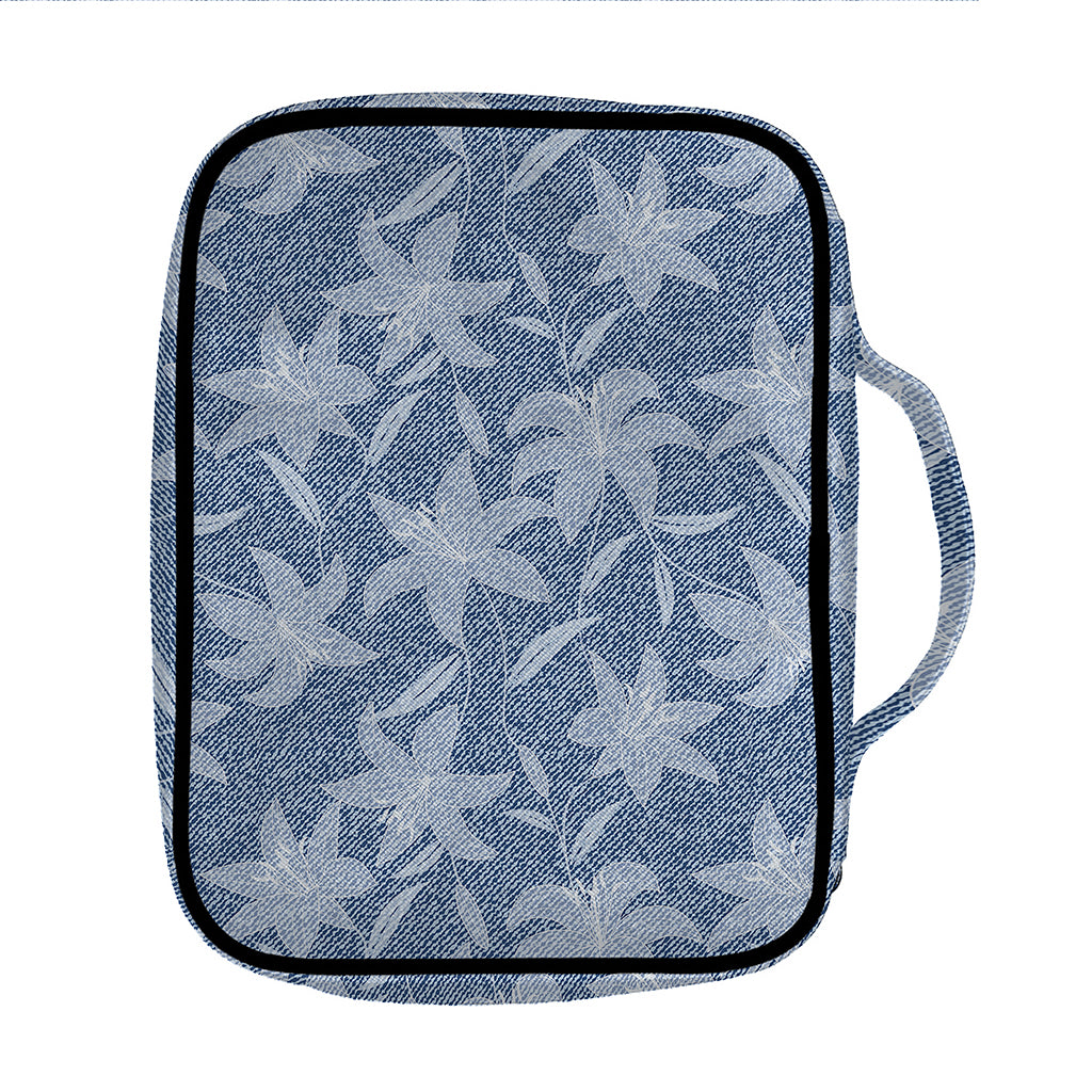 Floral Denim Jeans Pattern Print Front Pocket Bible Bag