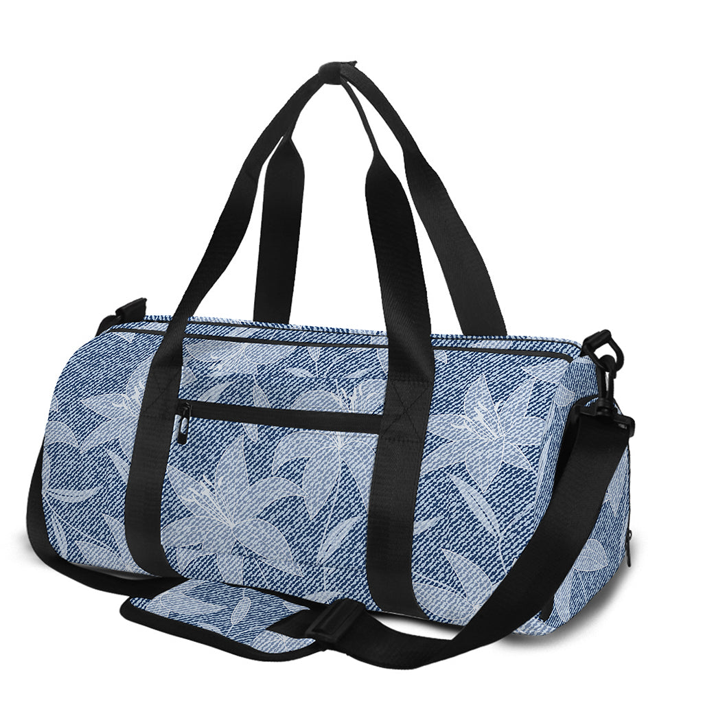 Floral Denim Jeans Pattern Print Gym Bag