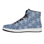 Floral Denim Jeans Pattern Print High Top Leather Sneakers