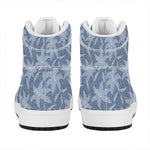 Floral Denim Jeans Pattern Print High Top Leather Sneakers