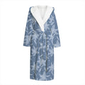 Floral Denim Jeans Pattern Print Hooded Bathrobe