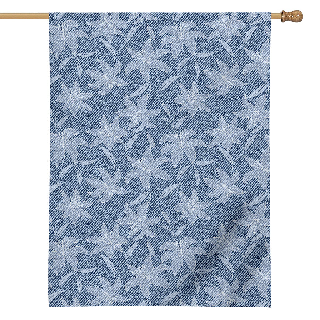 Floral Denim Jeans Pattern Print House Flag