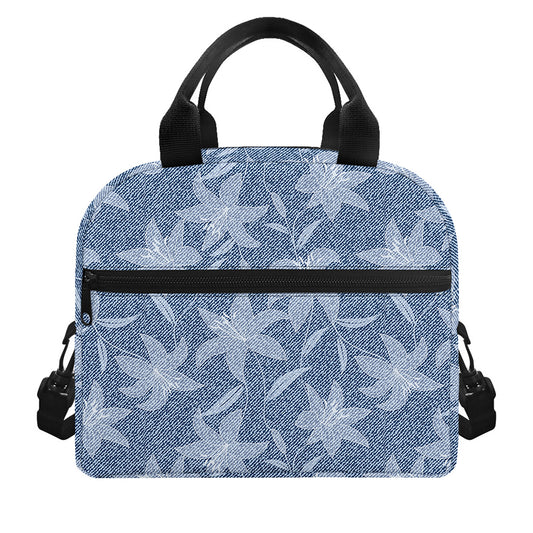 Floral Denim Jeans Pattern Print Insulated Lunch Bag