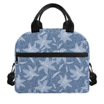 Floral Denim Jeans Pattern Print Insulated Lunch Bag