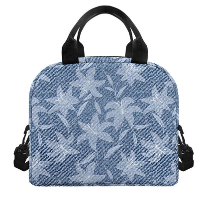 Floral Denim Jeans Pattern Print Insulated Lunch Bag