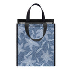 Floral Denim Jeans Pattern Print Insulated Lunch Tote