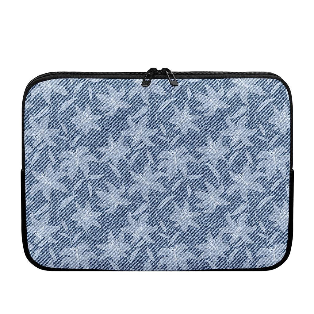 Floral Denim Jeans Pattern Print Laptop Sleeve