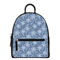 Floral Denim Jeans Pattern Print Leather Backpack