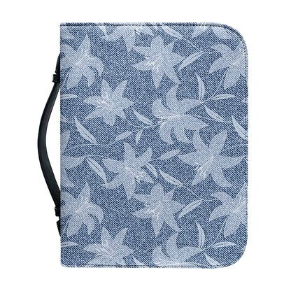 Floral Denim Jeans Pattern Print Leather Bible Cover
