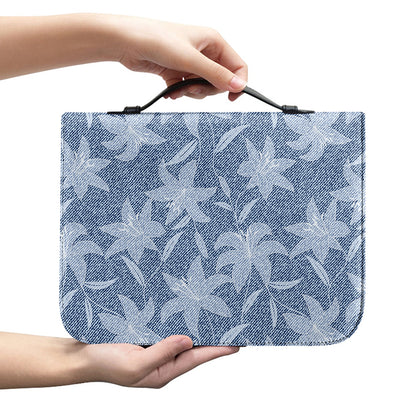 Floral Denim Jeans Pattern Print Leather Bible Cover