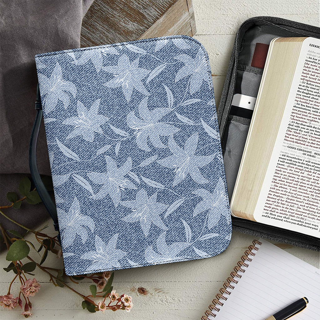 Floral Denim Jeans Pattern Print Leather Bible Cover