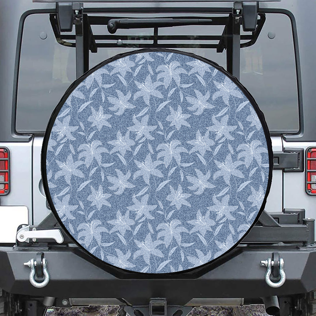 Floral Denim Jeans Pattern Print Leather Spare Tire Cover