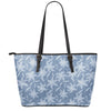 Floral Denim Jeans Pattern Print Leather Tote Bag