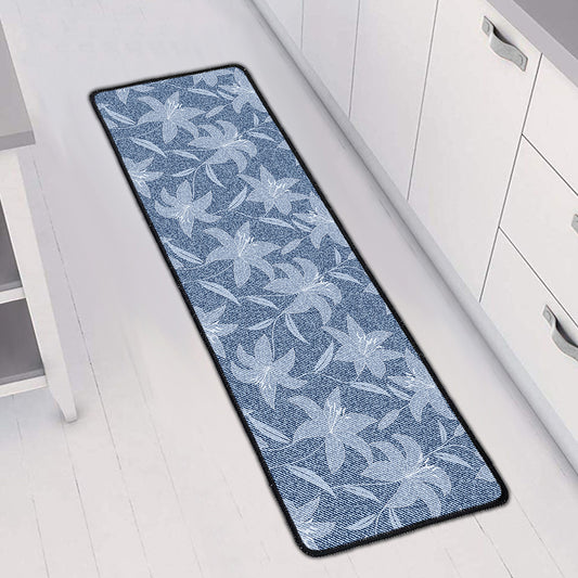 Floral Denim Jeans Pattern Print Long Kitchen Mat