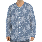 Floral Denim Jeans Pattern Print Long Sleeve Baseball Jersey