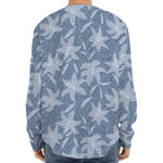 Floral Denim Jeans Pattern Print Long Sleeve Baseball Jersey