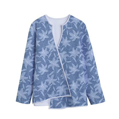 Floral Denim Jeans Pattern Print Long Sleeve Short Coat