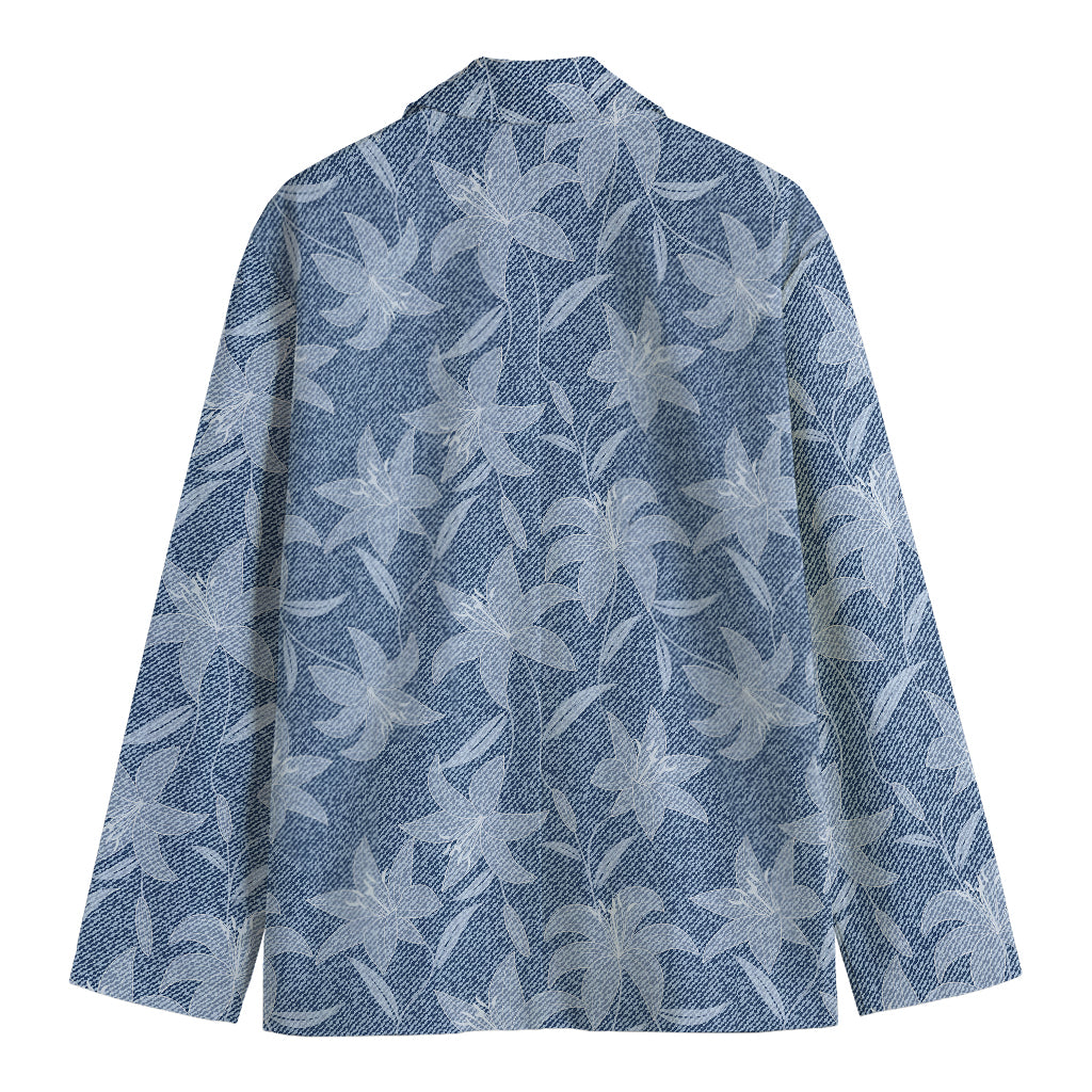 Floral Denim Jeans Pattern Print Men's Blazer