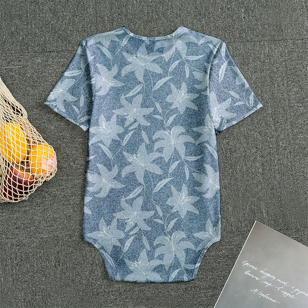 Floral Denim Jeans Pattern Print Men's Bodysuit