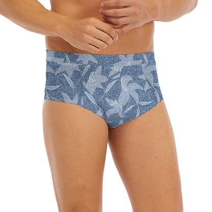 Floral Denim Jeans Pattern Print Men's Briefs