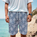 Floral Denim Jeans Pattern Print Men's Cargo Shorts