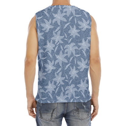 Floral Denim Jeans Pattern Print Men's Fitness Tank Top