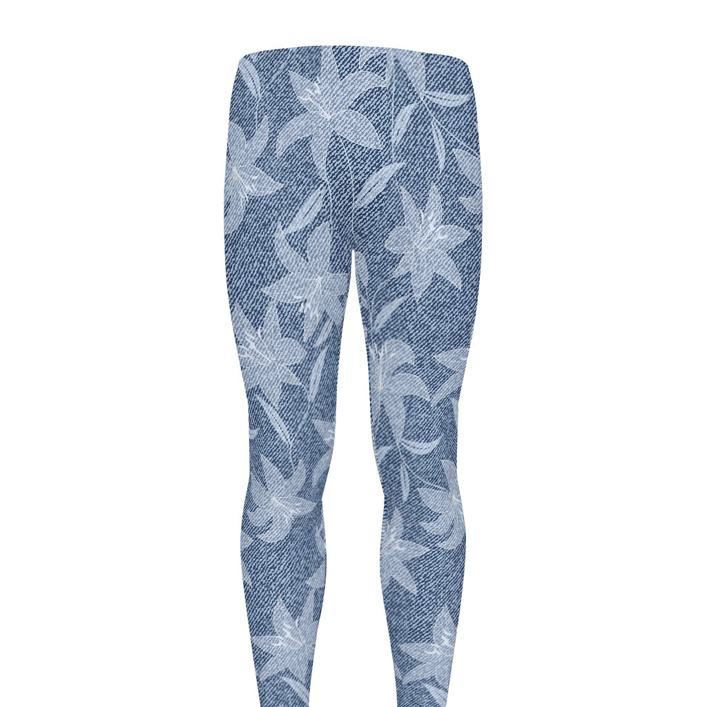 Floral Denim Jeans Pattern Print Men's leggings