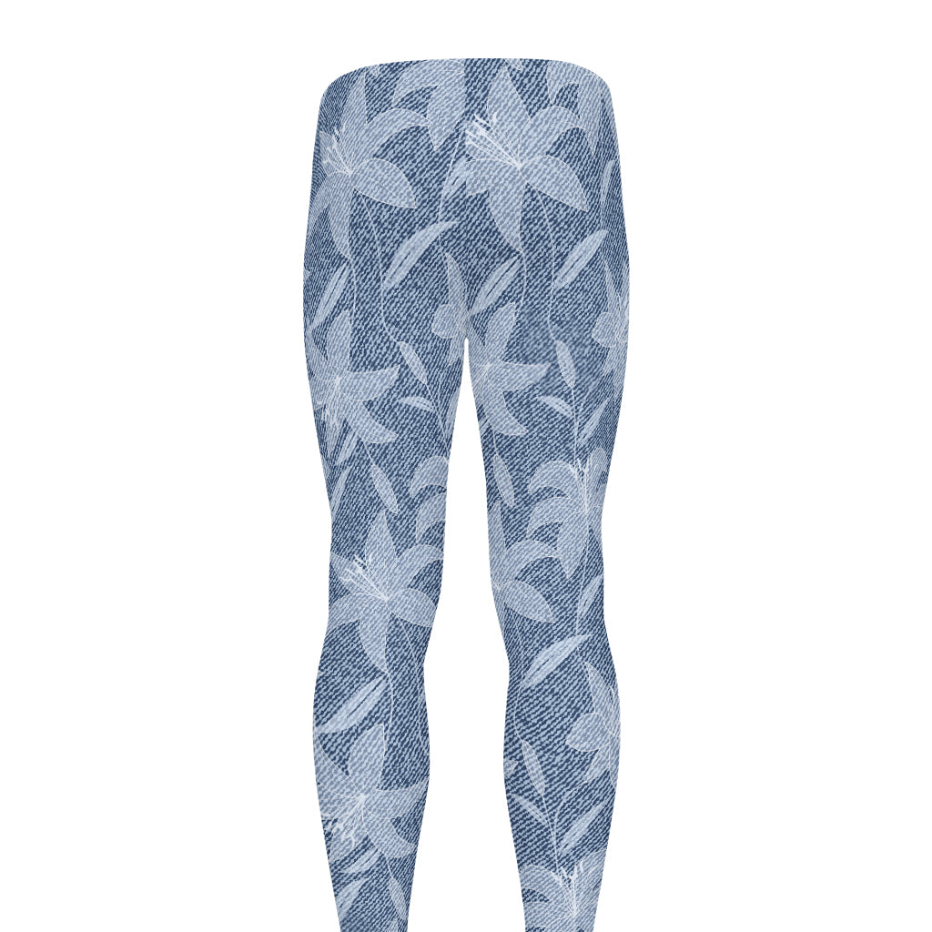 Floral Denim Jeans Pattern Print Men's leggings