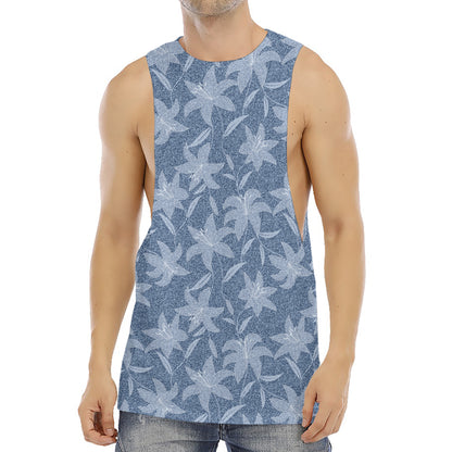 Floral Denim Jeans Pattern Print Men's Muscle Tank Top