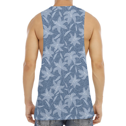 Floral Denim Jeans Pattern Print Men's Muscle Tank Top