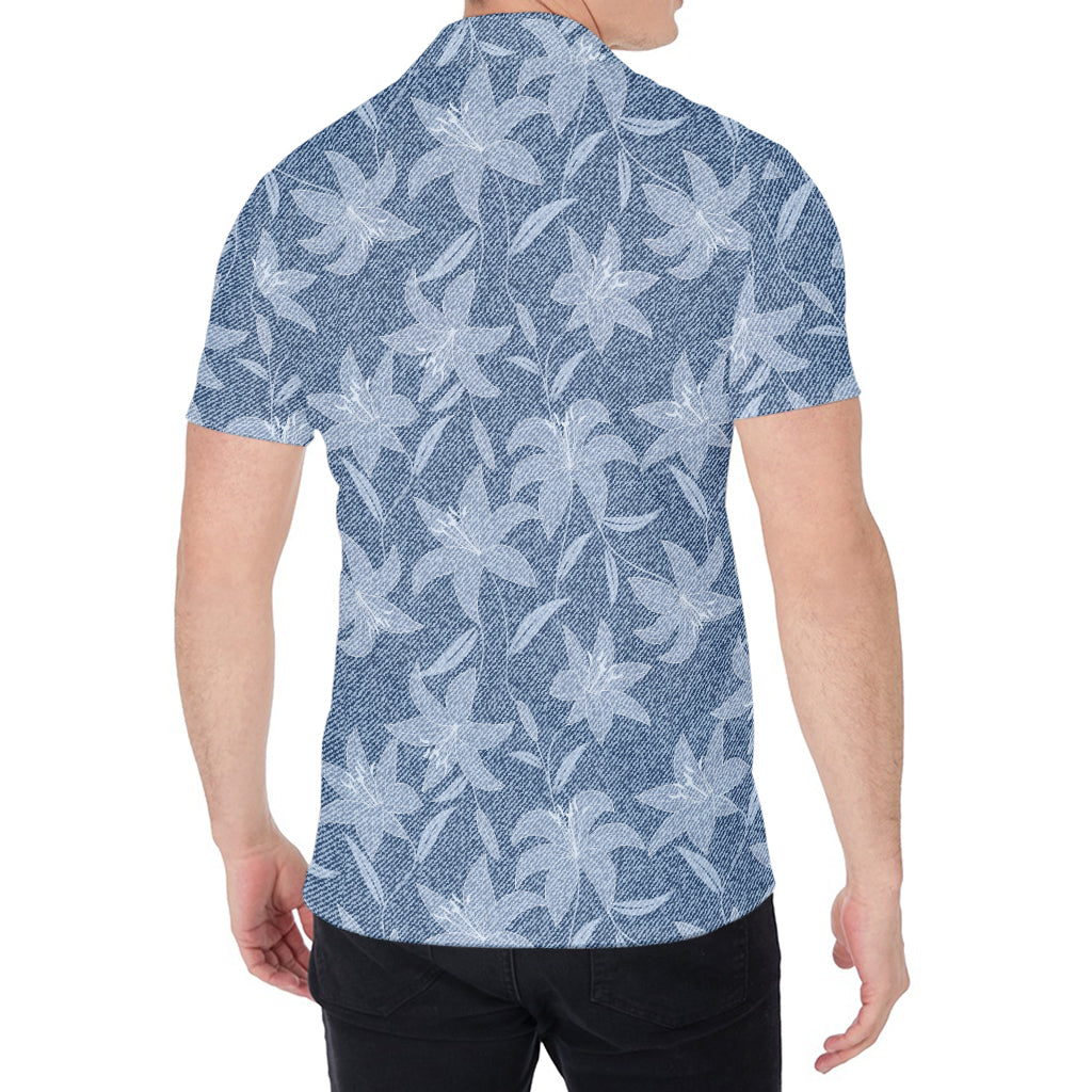 Floral Denim Jeans Pattern Print Men's Shirt