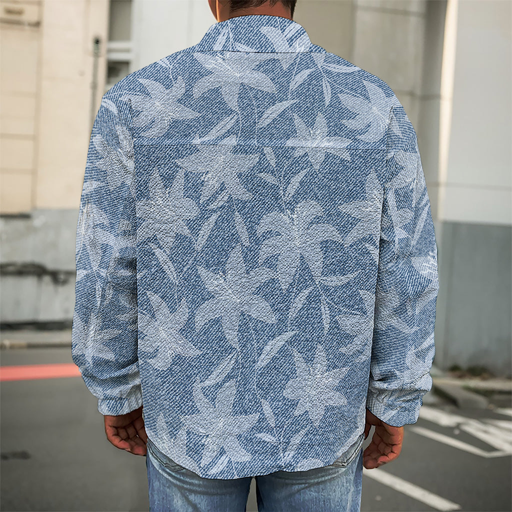 Floral Denim Jeans Pattern Print Men's Shirt Jacket