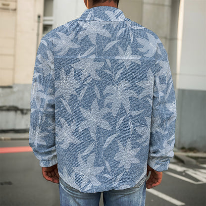 Floral Denim Jeans Pattern Print Men's Shirt Jacket