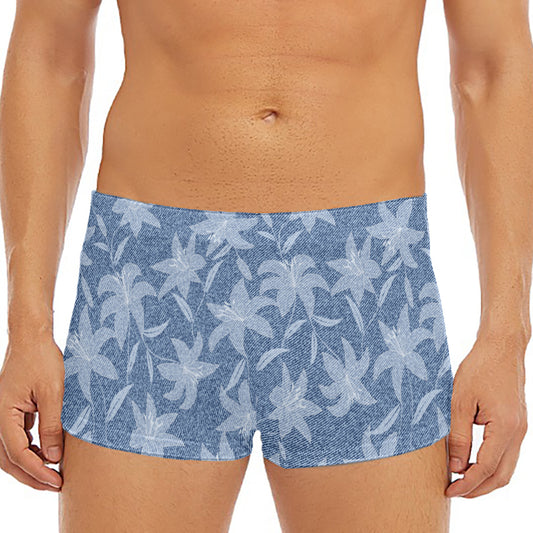 Floral Denim Jeans Pattern Print Men's Short Boxer Briefs