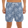 Floral Denim Jeans Pattern Print Men's Split Running Shorts