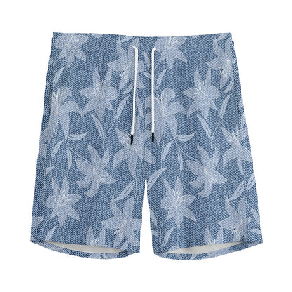 Floral Denim Jeans Pattern Print Men's Sports Shorts