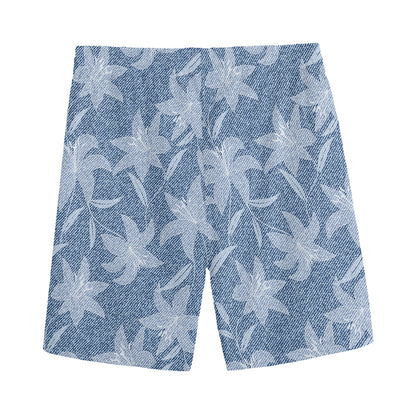 Floral Denim Jeans Pattern Print Men's Sports Shorts