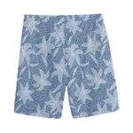Floral Denim Jeans Pattern Print Men's Sports Shorts