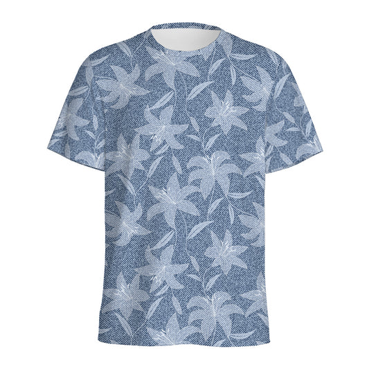 Floral Denim Jeans Pattern Print Men's Sports T-Shirt