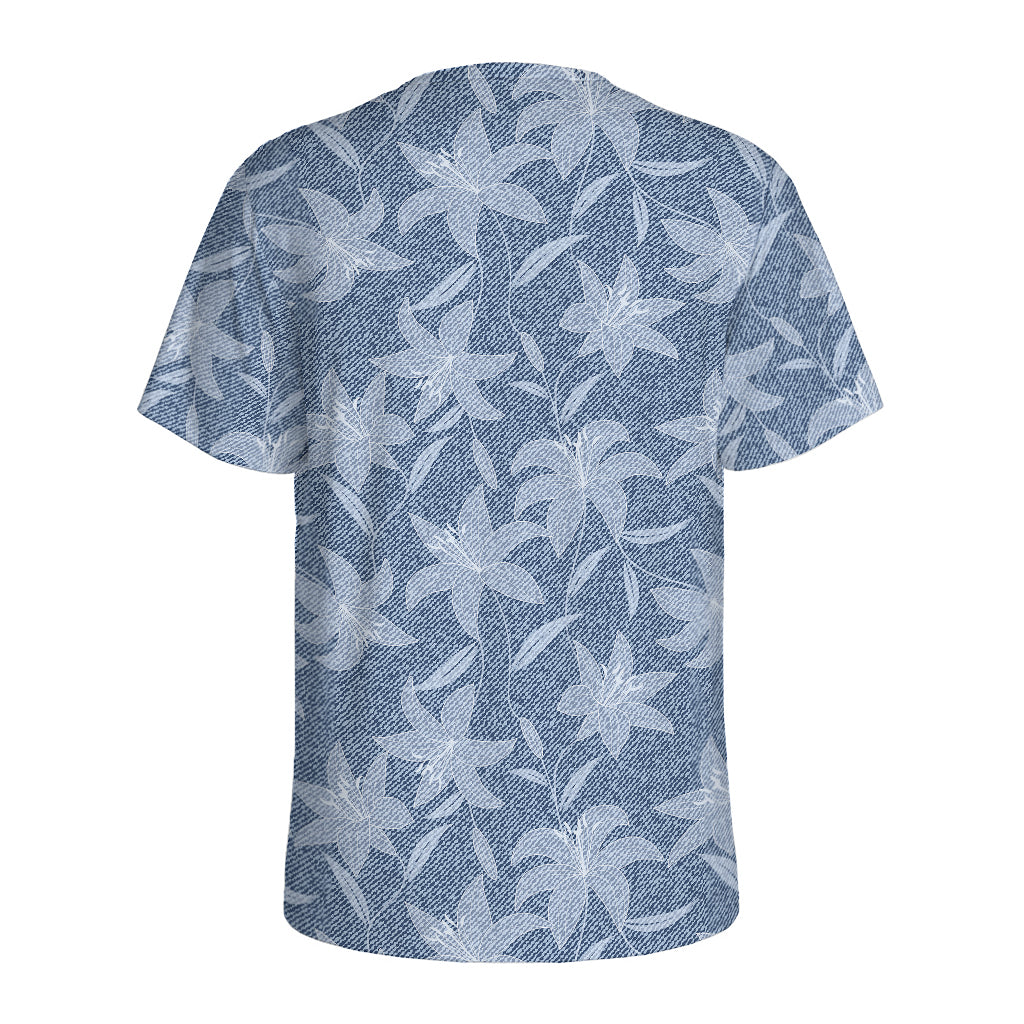 Floral Denim Jeans Pattern Print Men's Sports T-Shirt