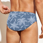 Floral Denim Jeans Pattern Print Men's Swim Briefs