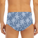 Floral Denim Jeans Pattern Print Men's Triangle Swim Briefs