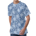 Floral Denim Jeans Pattern Print Men's Velvet T-Shirt