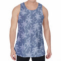 Floral Denim Jeans Pattern Print Men's Velvet Tank Top
