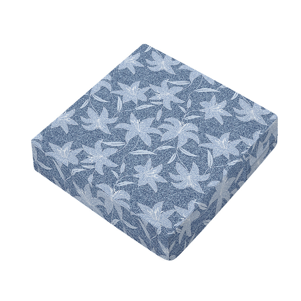Floral Denim Jeans Pattern Print Outdoor Seat Cushion Cover