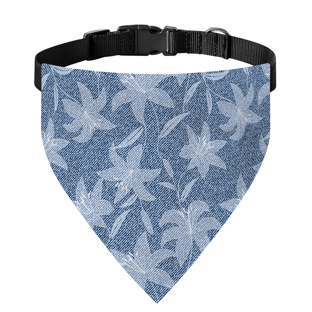 Floral Denim Jeans Pattern Print Over The Collar Dog Bandana