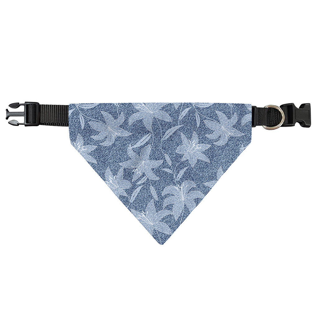 Floral Denim Jeans Pattern Print Over The Collar Dog Bandana