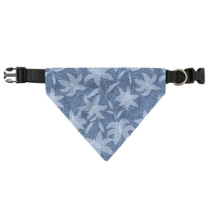 Floral Denim Jeans Pattern Print Over The Collar Dog Bandana